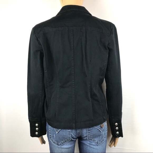 FB Military Black Blazer Jacket Silver Buttons M - Picture 2 of 8